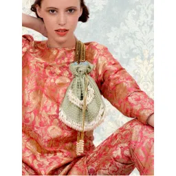 Odette Red elegant potli bag adorned with stones and pearls-picture-38