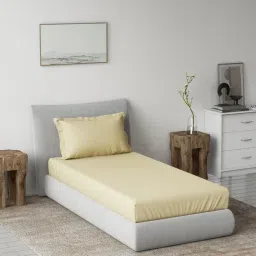 Ddecor Live Beautiful Solid Spectrum Flat 180TC Single Bedsheet With Pillow Cover- Yellow-picture-12