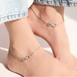 Zavya Infinity Evil Eye 925 Silver Anklets-image-61