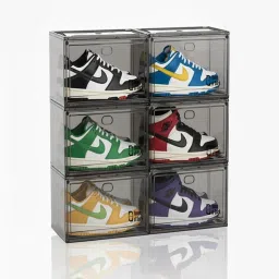 House of Quirk Shoe Boxes with Magnetic Door Clear Stackable Plastic - Black (Pack Of 6)-image-78
