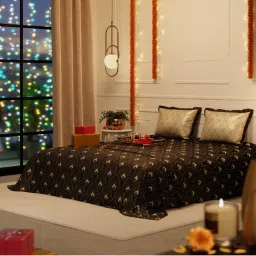 Stoa Paris Printed Brown 300 Tc Satin Bedsheet with 2 Pillow Covers (King)-picture-11