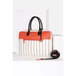 Allen Solly Women Casual Stripes White Laptop Bag with Detachable Strap-image-86