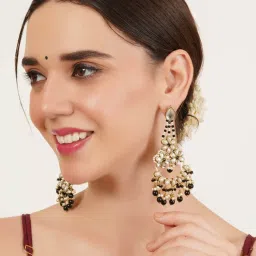 BeAbhika Beaded Kundan Chandbali Earrings-image-0