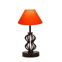 devansh Michelle Orange Cotton Table Lamp With Iron Base image 2