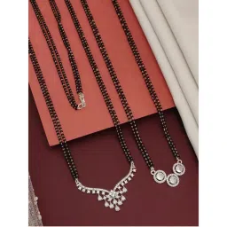 Abdesigns Set Of 2 Silver Plated Ad Studded And Beaded Mangalsutra Jewellery For Women-picture-18