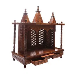 new shilpi handicrafts Dhruv Solid Wood Free Standing Prayer Unit image 3