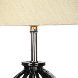 devansh Lilith Off-White Cotton Table Lamp With Wood And Iron Base image 3