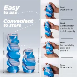 Vector X Flexible Sipper Water Bottle Silicone 500 ML Blue image 3