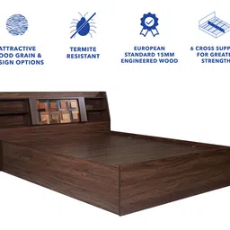 direct factory to home private limited (df2h) Timber Engineered Wood Queen Size Box Storage Upholstered Bed in Walnut ... image 4