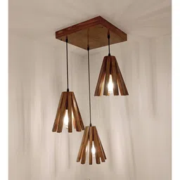 symplify Taper Brown Solid Wood Cluster Hanging Light image 1