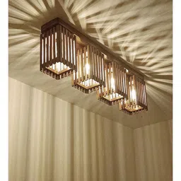 symplify Elegant Brown Solid Wood Ceiling Light image 4
