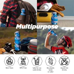 Vector X Flexible Sipper Water Bottle Silicone 500 ML Blue image 5