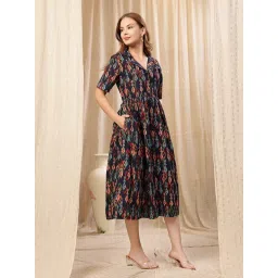 Zelena Zipless Cotton Maternity Dress - Loose Fit Nursing With Pockets - Navy Blue image 5