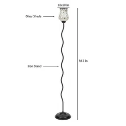 devansh Lennox Black Glass Shade Floor Lamp image 3