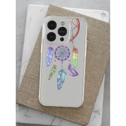Macmerise Dream Catcher Feathers Liquid Silicone Back Cover for Apple iPhone 14 Pro (Supports Wireless Charging, Multi Color) image 4
