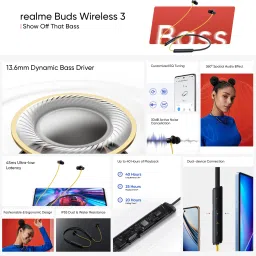 realme Buds Wireless 3 RMA 2119 Neckband with Active Noise Cancellation (IP55 Water Resistant, Google Fast Pairing, Bass Yellow) image 5