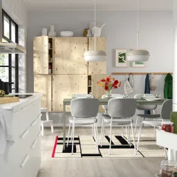 ikea vihals / vihals Table and 6 chairs, green/white Tibbleby beige-grey, 120/180x74 cm image 3