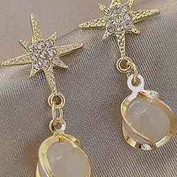 AKISON JEWELS Women Gold Plated Star Shaped Drop Earrings-image-97