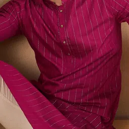 SWAGG INDIA Striped Mandarin Collar Straight Kurta image 3