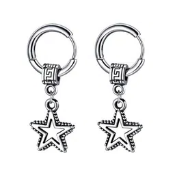 m men style M Men StyleStainless Steel Silver-Plated Geometric Hoop Earrings image 2