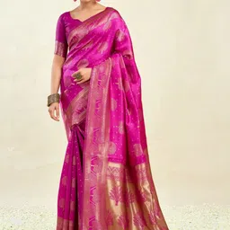 ALBIRA CREATION Woven Design Zari Silk Blend Banarasi Saree-picture-19