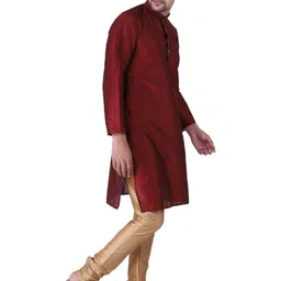 JEXI Men Regular Dupion Silk Kurta with Churidar image 3