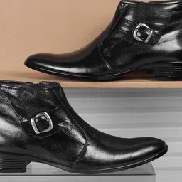 Metro Men Pointed Toe Block Heel Regular Boots-picture-39