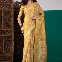 Sangria Ethnic Woven Design Festive Wear Banarasi Saree With Matching Blouse-picture-16