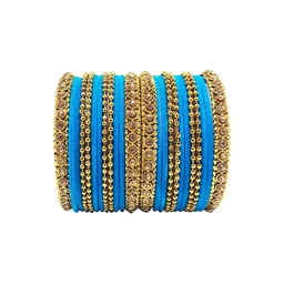 CHRISHAN Set Of 24 Stones Studded Fabric Bangles-picture-29