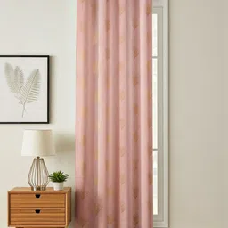 GEET CREATIONS Pink & Gold Floral Velvet Room Darkening Long Door Curtain-picture-25
