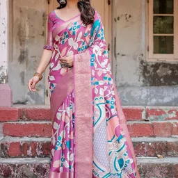 MAHARANI COUTURE Ethnic Motifs Art Silk Jamdani Saree-picture-14