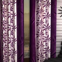 BELLA TRUE Purple & White 2 Pieces Floral Printed Door Curtains-image-72