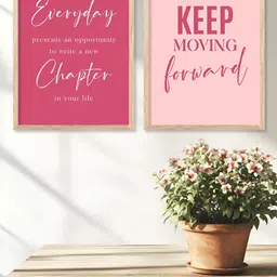 Kotart Brown & Peach-Coloured 2 Pieces Typography Printed Wooden Wall Arts image 5