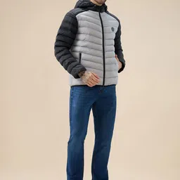 Status Quo Men Hooded Colourblocked Lightweight Puffer Jacket image 3