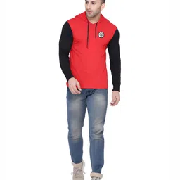 BEYOU FASHION Men Colourblocked Hooded Cotton Slim Fit T-shirt image 2