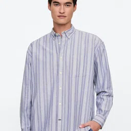 GAP Men Striped Button-Down Collar Neck Shirt-image-68