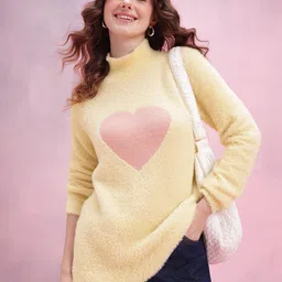 DressBerry Conversational Self Design Faux Fur Pullover-picture-37