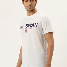 AMSWAN Men Typography Printed Applique T-shirt image 4