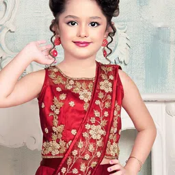 Wommaniya Impex Girls Embroidered Sequinned Ready to Wear Lehenga & Blouse With Dupatta image 2