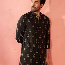 VASTRAMAY Men Quirky Embroidered Festive Satin Straight Kurta image 1