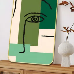 Livin'luxe Beige & Green Face Line Printed Wall Art-picture-21