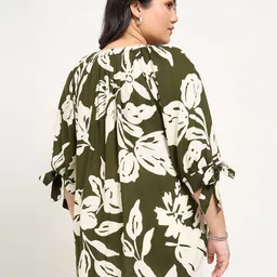 Honey Curvytude by Pantaloons Floral Print Mandarin Collar Top image 4