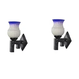 SOMIL Blue & White 2 Pieces Printed Glass Wall Lamps-image-56