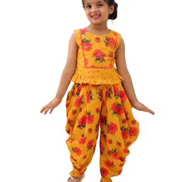 LIL DRAMA Girls Printed Sleeveless Top With Dhoti Pants image 3