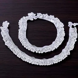 VIVASTRI Women Pair Of Silver Toned Rhodium-Plated Anklet image 2