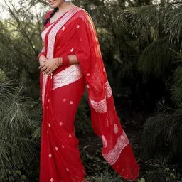 PRISHA FASHION Women Ethnic Motifs Woven Design Zari Banarasi Saree-picture-33