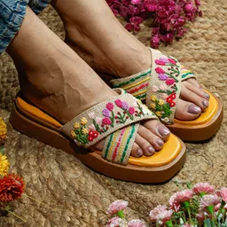 sole mates Embellished Flatform Heel Sandals-image-6