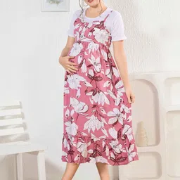 EASY MOM Floral Print Maternity Fit & Flare Midi Dress image 3
