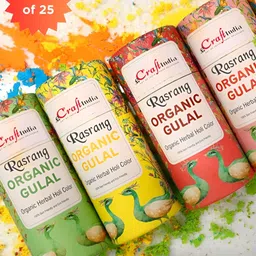 eCraftIndia 25-Pcs Yellow & Green Rasrang Organic Herbal Gulal Holi Colours-picture-29