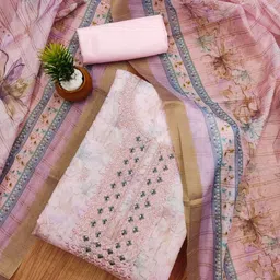 LeeliPeeri Designer Embroidered Art Silk Unstitched Dress Material-picture-35